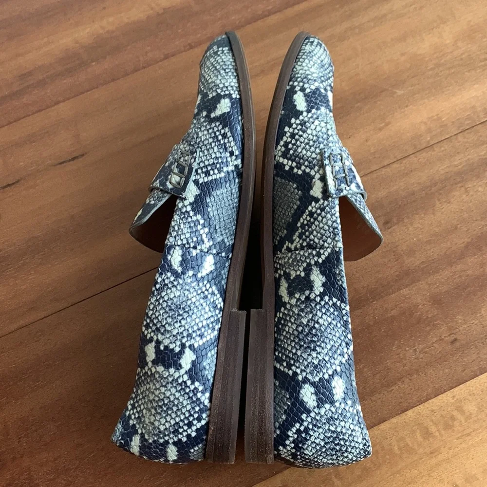 Madewell The Alex Snake Embossed Leather Loafer Black White 9.5 Business Office